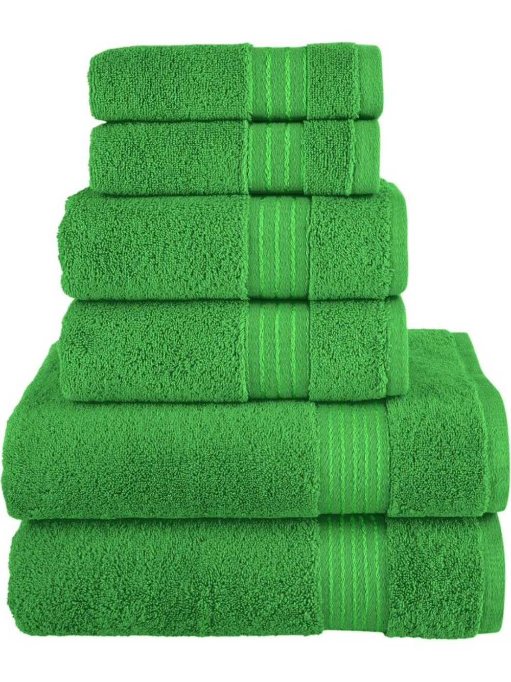 Premium 6-Piece Cotton Towel Set - 100% Turkish, Soft & Absorbent, Emerald Green